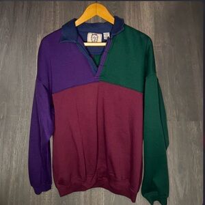 Vintage Sears Roebuck & Co Colorblock Pullover Size L 90s Sweatshirt